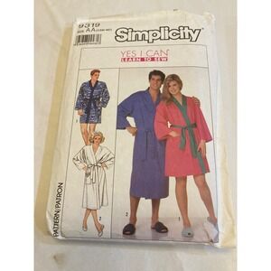 Simplicity Sewing Patterns Lot 9319 9291 Robe Pajamas Nightshirt Unisex Vintage